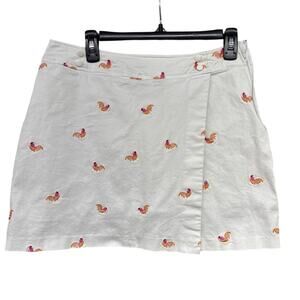 90s Larry Levine Stretch Women's White Mini Skirt Wrap Skort Chicken 10
